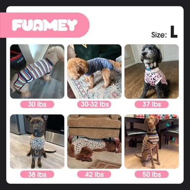 FUAMEY Recovery Suit for Dogs After Surgery,Soft Breathable Dog Bodysuit E-Collar & Cone Alternative Surgical Suit,Male Female Dog Neuter Spay Suits Anti Licking Wounds Onesie Purple Leopard L - Image 7