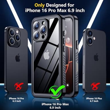 SPIDERCASE for iPhone 16 Pro Max Case Waterproof, [12FT Military Drop Proof] [IP68 Waterproof] [Full Body Protection] Heavy Duty Protective Cover for iPhone 16 Pro Max 6.9”, Black - Image 2