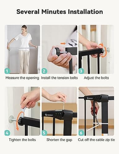 COMOMY 29.5-43.3" Safety Baby Gate Extra Wide, Auto Close Dog Gate for House Doorways Stairs, Pressure Mounted Easy Walk Through Pet Gate Child Gate, Includes 2.75" and 8.25" Extension, Black - Image 7