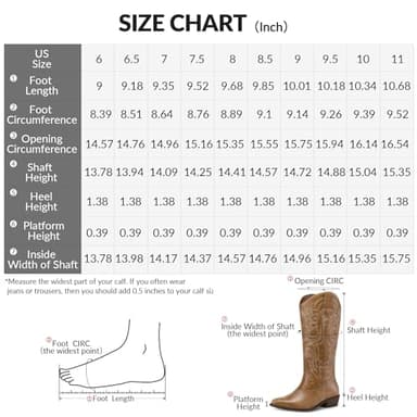 mysoft Women's Cowboy Boots Mid Calf Cowgirl Embroidered Western Pointed Toe Chunky Heel Pull On Knee High Boots - Image 6
