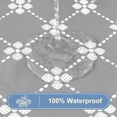 misaya Rectangle Vinyl Table Cloth, Elastic Fitted Tablecloth with Flannel Backing, Waterproof Plastic Table Cover Fits 5 Foot Folding Tables for Camping, Indoor and Outdoor (Light Grey, 30" x 60") - Image 3