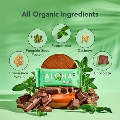 ALOHA Organic Plant Based Protein Bars, Chocolate Mint, 1.98 Oz (Pack of 12) - Image 7