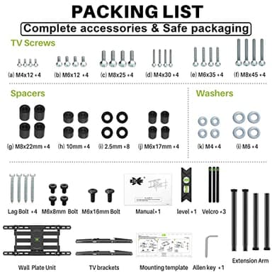 USX MOUNT UL Listed TV Wall Mount for 42"-84" TVs up to 110lbs and 8"-24" Wood Studs, TV Mount with Tilt, Swivel & Extension, Wall Mounts Bracket with Dual Articulating Arms, Max VESA 600x400mm - Image 8