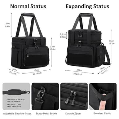 Gafetrey Tactical Lunch Box for Men, Insulated Lunch Bag Adult, Thermal Lunchbox Leakproof Waterproof Cooler Bag, Large Lunch Pail for Work Office Camping Travel (Black) - Image 3