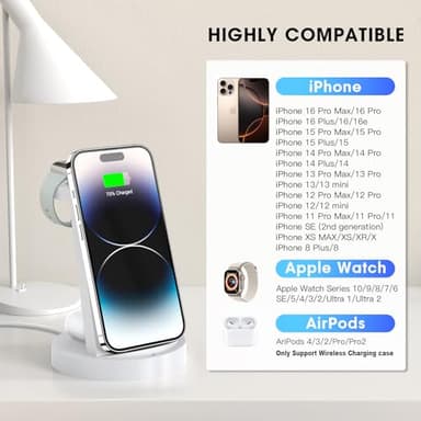 3 in 1 Charging Station for iPhone - Wireless Charger for Apple Products Multiple Devices - Charging Dock Stand for AirPods (for iPhone 17 16e 16 15 14 13 pro 12 11 X Max) - Image 5