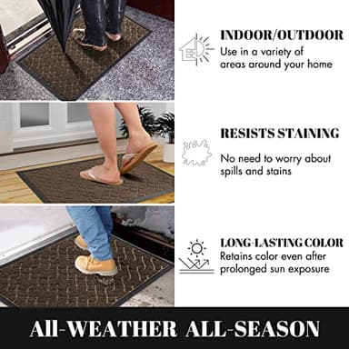 Yimobra Front Door Mats Outside Entrance, 36x24 All-Season Waterproof Welcome Matt Outdoor, All-Weather Non-Slip Doormat, Non Slip Porch Patio Indoor Entrance Mat, Brown - Image 5