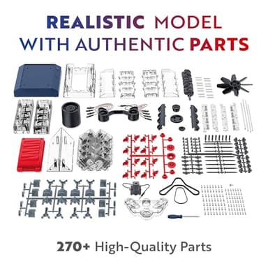 Playz V8 Combustion Engine Model Kit That Runs - Build Your Own STEM Mini V8 Model Engine Kit for Adults & Kids Age 12+, Visible V8 Mini Engine Kit That Works for Adult w/ 270 STEM Parts - Image 2