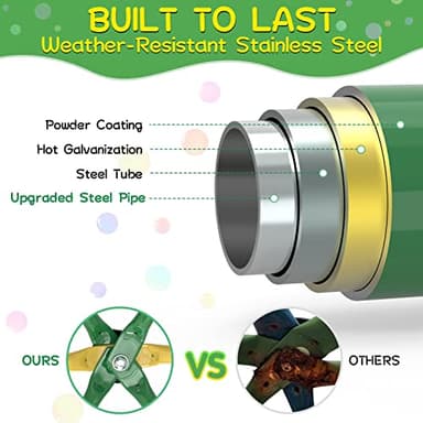 GIKPAL Climbing Dome, 10FT Dome Climber with Hammock for Kids 3 to 10 Outdoor Play Equipment, Supports up to 1000lbs Jungle Gym, Anti-Rust, Easy Assembly, Yellow+Green - Image 6