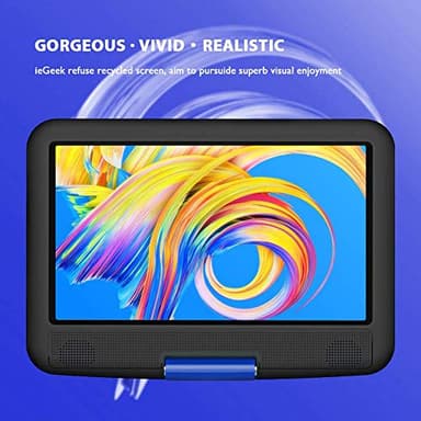 ieGeek 11.5" Portable DVD Player with SD Card/USB Port, 5 Hour Rechargeable Battery, 9.5" Eye-Protective Screen, Support AV-in/Out, Region Free, Blue - Image 2