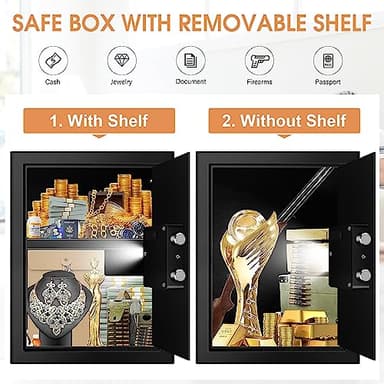 3.3 Cubic Feet Large Safes for Home Use Fire and Water proof, Digital Security Safe with Key and Combination, Home Safes Water and Fireproof for Firearm Medicine Money Valuables - Image 7