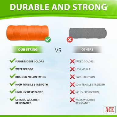 Orange Mason Line String Line - 36 Roll Pack - #18 Braided Nylon String - 1000 Ft Length Per Roll - Nylon Twine for Gardening Or Masonry Tools - Perfect Construction String for A String Level - Image 3