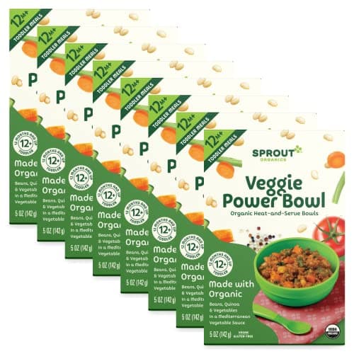 Sprout Organic Baby Food, Toddler Meals, Mediterranean Veggie Power Bowl with Beans & Quinoa, 5 Oz Bowl (8 Count) - Image 1