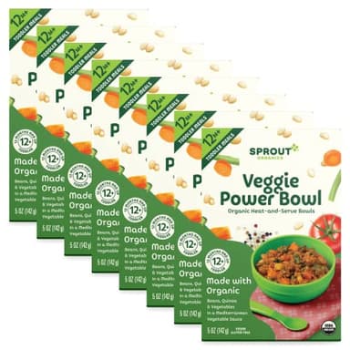 Sprout Organic Baby Food, Toddler Meals, Mediterranean Veggie Power Bowl with Beans & Quinoa, 5 Oz Bowl (8 Count) - Image 1