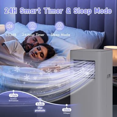 Spürbar 8500BTU Portable Air Conditioner 3-IN-1 with Fan&Dehumidifier AC unit with LED Remote Control up to 450 sq.ft. Room Air Conditioner with Sleep Mode,24H Timer,2 speed,Auto-evaporativ - Image 6