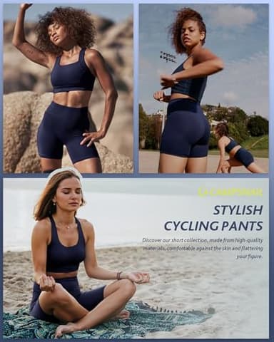 CAMPSNAIL Biker Shorts Women with Pockets - 3"/5"/8" High Waisted Workout Spandex Tummy Control Gym Running Yoga Shorts - Image 2
