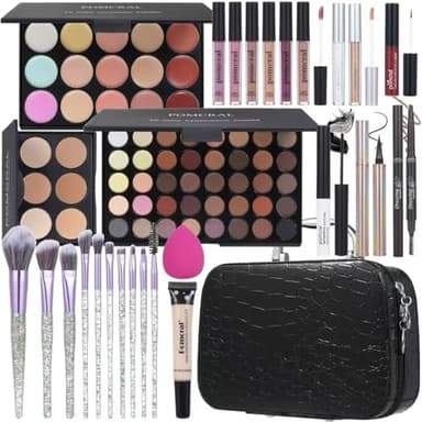 Makeup Kit For Girls,Full Makeup Set For Wonmen Includes 40 Colors Eyeshadow Palette Lip Gloss Liquid Lipstick Make up Sponge Brushes Eyebrow Concealer With Makeup Bag - Image 1