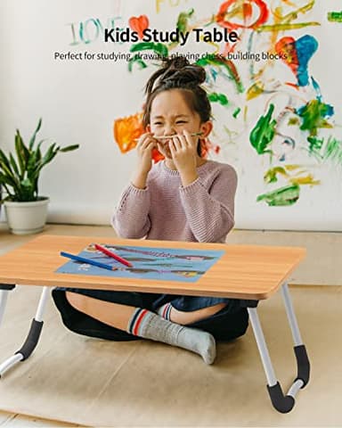 Ruxury Folding Lap Desk Laptop Stand Bed Desk Table Tray, Breakfast Serving Tray, Portable & Lightweight Mini Table for Sofa Couch Floor - - Wood - Image 4