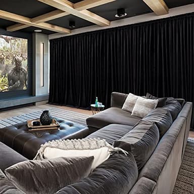 RYB HOME Velvet Curtains 120 inches - Blackout Heavy Duty Curtains Soft Luxury Back Tap Window Covering Privacy Blinds for Kids Room Bathroom Bedroom, Black, W52 x L120 inches, 2 Panels - Image 2