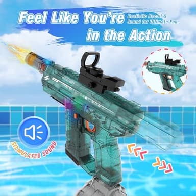 Electric Water Guns for Adults & Kids,Realistic Automatic Water Gun with 26-32 FT Long Range,800ml Large Water Tank,Splash-Resistant Design,Summer Outdoor Pool Beach Toy for Backyard Games(2 Pack - Image 6