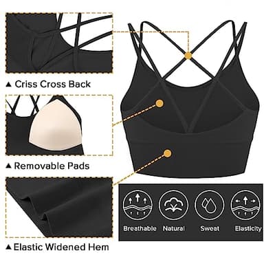 Sykooria Women's Workout Bras Padded Longline Sports Bras for Women Pack - Image 4