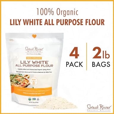 Great River Organic Milling Lily White Organic All-Purpose Flour | Unbleached & Unbromated | Non-GMO, Kosher | Ideal for Bread, Cookies, Cakes, Pizza Dough & Everyday Baking | 2 Lb (Pack of 4) - Image 3