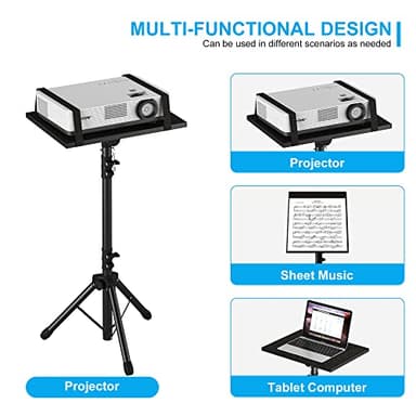 Projector Stand Tripod Adjustable, Laptop Height from 23.5 to 46.5 inches with Gooseneck Phone Holder, Floor for Office, Home, Stage, Studio, DJ Racks Holder Mount, 23.5inch-46.5inch - Image 3
