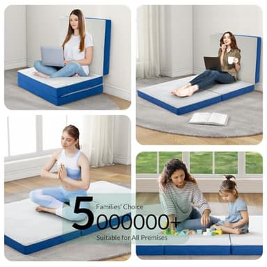 Tri-Fold Memory Foam Mattress, 4 inch Single Folding Mattress with Washable Cover, Foldable Mattress Portable for RV Camping, Guest Mat, Easy Storage, 75"×25"×4" - Image 6