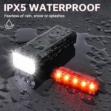 YANRI Bike Lights 8 LED Lights for Night Riding, 1500 Lumen Ultra Bright Bicycle Light Set, Rechargeable Waterproof Multi-Function for Kids Adults - Image 3
