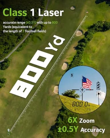 Acer Golf Rangefinder with Slope - 800Yards Range Finder for Hunting, 6X Magnification with Flag Pole Locking Vibration, Rechargeable Battery with Magnet Stripe Golf Accessories for Men, Gifts - Image 3