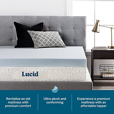 LUCID - LU40FF30GT 4 Inch Gel Memory Foam Mattress Topper-Ventilated Design-Ultra Plush-Full - Image 3