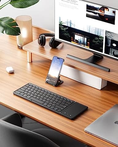 Samsers Foldable Bluetooth Keyboard with Touchpad, Full-Size Wireless Folding Portable Travel Keyboard for iOS Android Windows Mac OS, Support 3 Devices (BT5.1 x 3), Black - Image 8