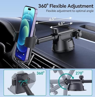DOLYOFG Car Phone Holder Mount, [Military-Grade Suction & Super Sturdy Base] 3 in 1 Universal Phone Mount for Car Dashboard Windshield Air Vent Car Mount for iPhone Android Smartphone - Image 3