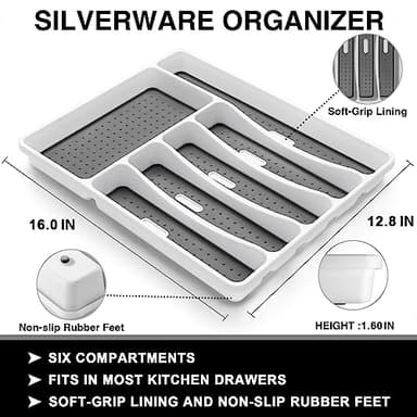49-Piece Silverware Set with Organizer, Heavy Duty Stainless Steel Flatware for 8, Cutlery Utensil Sets with Steak Knives, Rust-proof, Mirror Polished, Dishwasher Safe - Image 4