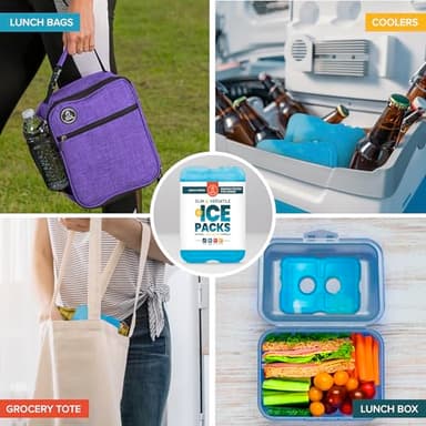 Healthy Packers Ice Packs for Lunch Bags - Original Cool Pack | Slim & Long-Lasting Reusable Ice Pack for Lunch Box, Lunch Bag and Cooler | Freezer Packs for Coolers (Set of 6) - Image 2