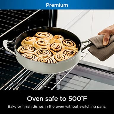 Ninja CW102WH Foodi NeverStick PossiblePan, Premium Set with 4-Quart Capacity Pan, Steamer/Strainer Basket, Glass Lid & Integrated Spatula, Nonstick, Durable & Oven Safe to 500°F, Vanilla Bean - Image 4
