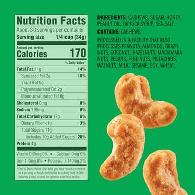 Emerald Honey Glazed Cashews (1-Pack) | 36oz Resealable Bulk Bag | Kosher Dairy Certified, Non-GMO | Contains No Artificial Preservatives, Flavors or Synthetic Colors - Image 2
