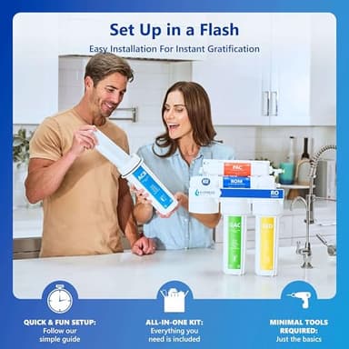 Express Water Reverse Osmosis Alkaline Water Filtration System – 10 Stage RO Water Filter with Faucet and Tank – Under Sink Water Filter with Alkaline Filter for Added Essential Minerals – 50 GPD - Image 5