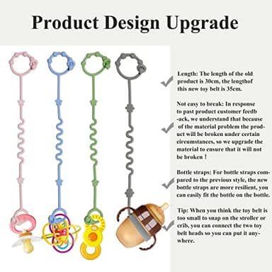 Toy Straps for Baby,RTMOK Silicone Setpacifier Clip,Applies to Car Seat Toy,Teether Toy,High Chair,Stroller Accessories,Baby Toy Clips,Cribs,Rocking Chair - Image 2