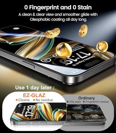 EZ-GLAZ-4 Pack for iPhone 16 Pro Max Screen Protector[6.9"] 9H+ Hardness 12FT Military Grade Shatterproof Long Durable Tempered Glass Film with Flawless Fit Box, HD Clear, Scratch Resistant - Image 7