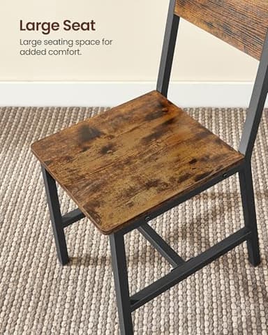 VASAGLE Dining Chair Set of 4, Rustic Wood Chairs with Metal Steel Frame, Easy to Assemble, Comfortable Seat, Modern Farmhouse Chair for Kitchen, Bedroom, Living Room, Rustic Brown and Ink Black - Image 7