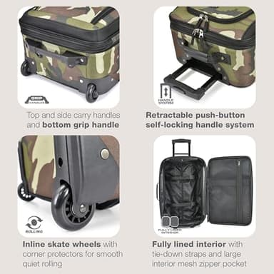U.S. Traveler Rio Carry-on Luggage, Lightweight Softside Suitcase, Rolling 20" Carry On Luggage - Image 3