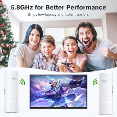 AdaLov 3PCS Wireless Bridge Kit, Gigabit Point to 2 Points Outdoor WiFi Bridges for 3Km Long Range Network Expansion, 5.8G High Speed WiFi to Ethernet CPE with 1000Mbps LAN Port for Garage, Barn, Farm - Image 8