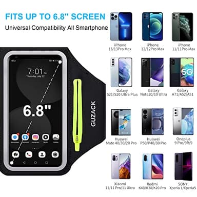GUZACK Running Armband for iPhone 16 Pro 15 14 13 12 11 Pro Max/Plus/XR/XS, Galaxy S25/S24/S23/S22, with Card Slot & Key Pockets, Sports Arm Bands Cell Phone Holder Fit Up to 6.9 Inches Phone - Image 3