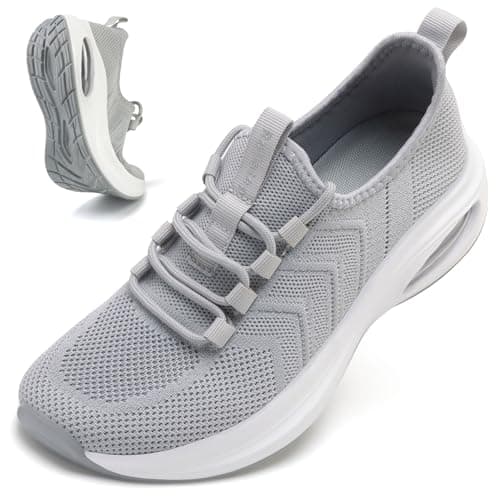 Rollstep Wide Toe Box Shoes Women Extra Wide Width Sneakers Diabetic Air Cushion Road Running Shoes Ultra Light Wide Tennis Sneakers Gym Training Breathable Walking Shoes Grey 43 - Image 1