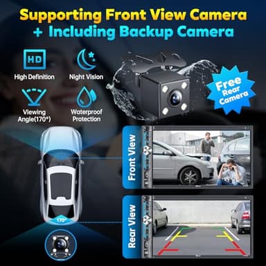 PLZ 7" Wireless Double Din Car Stereo Apple Carplay Radio Screen for Car Audio Receivers, Bluetooth 5.3 Car Play Android Auto Touchscreen, 240W 4.2 CHN 2 Subwoofers Outputs, Backup Camera, SWC, FM/AM - Image 5