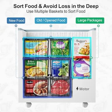 iSPECLE Freezer Organizer Bins - 3 Pack Adjustable Wider & Deeper Chest Freezer Organizer Bins for 5 to 9 Cu Ft, Extra Large & Easy Organize Basket Store More, Stackable No Wasted Space, Black - Image 5