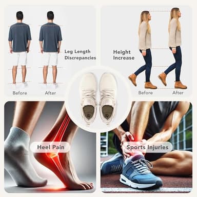 Beautulip 3-Layer Adjustable Heel Lift Inserts - Height Increase Insoles for Women and Men, Heel Cushion Cups for Heel Pain and Leg Length Discrepancies (Medium: Women's 4-9 / Men's 5.5-8) - Image 4