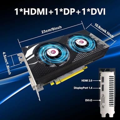 Radeon RX 580 8GB Graphics Card, GDDR5 1289MHz 2048SP 256bit, HDMI, DP, DVI-Output, GPU with Dual Cooling Fan, PCIE 3.0, AMD Video Card for Computer Gaming and Office, Supports Up to 8K - Image 4
