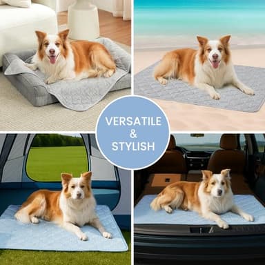 Cozy Bliss Leakproof Cooling Blanket for Large Dogs – Q-Max>0.4, Durable & Washable Dog Cooling Mat for Hot Weather, Soft Pet Throw & Couch Protector for Multiple Pets 60x80 Inch, Heather Silver Grey - Image 5