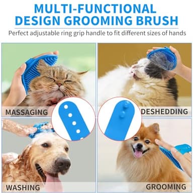 Comotech 6PCS Dog Bath Brush & Dog Toothbrush | Adjustable Handle Shampoo Brush & Scrubber for Short & Long Haired Dogs & Cats | Effectively Solve Odor & Stain Removal Problems | Pet Supplies (Blue) - Image 5